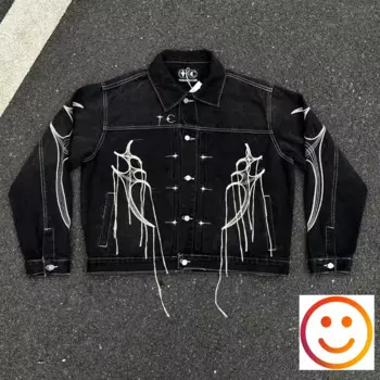 Куртка Мужская/Женская джинсовая с бахромой и вышивкой