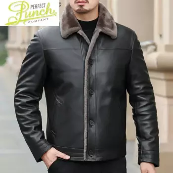 Куртка мужская зимняя из натуральной овечьей шерсти, LXR879