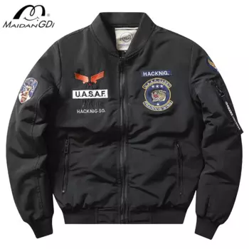 Куртка-пилот Мужская с вышивкой, на осень и зиму