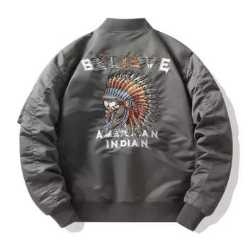 Куртка-пилот ВВС Ma1 Мужская, яркая бейсбольная форма с вышивкой в виде индейцев, повседневная куртка-бомбер, модная мужская куртка