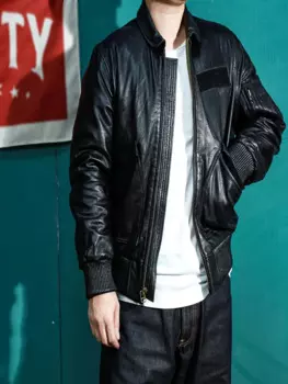 Куртка SDG780 мужская из натуральной итальянской козьей кожи, Повседневная стильная кожаная куртка в британском стиле, CWU45P, большие размеры