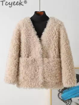 Куртка Tcyeek из 100% натуральной шерсти Женская Одежда модное пальто из овчины 2024 зимняя женская меховая куртка женская верхняя одежда