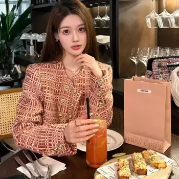 Куртка женская двубортная короткая с длинным рукавом, модный дизайнерский пиджак в Корейском стиле, элегантная верхняя одежда, в винтажном стиле, на осень