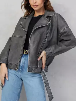 Куртка женская из искусственной кожи на осень-зиму