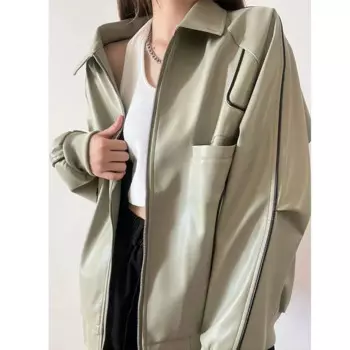 Куртка женская из ПУ кожи, на осень/зиму