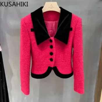 Куртка женская короткая осенне-зимняя, с отложным воротником
