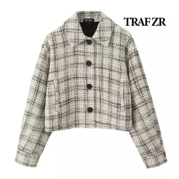 Куртка женская в клетку, осенняя, в клетку