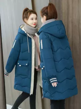 Куртка женская зимняя с капюшоном, на молнии, х/б