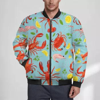 Куртки с мультяшными животными, мужские осенние пальто с изображением лобстера и цитрусовых, ветрозащитные повседневные ветровки, верхняя одежда с графическим рисунком, куртка больших размеров
