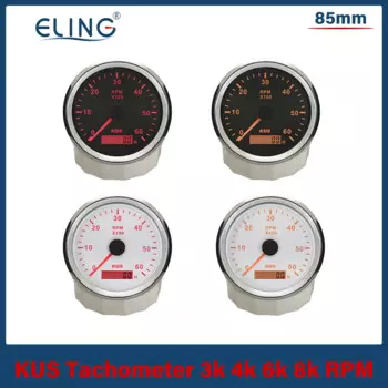 KUS тахометр, измеритель частоты вращения 3000 об/мин 4000 об/мин 6000 об/мин 8000 об/мин с песометром для автомобиля лодки грузовика мотоцикла Двигатель Водонепроницаемый 12 в 24 В