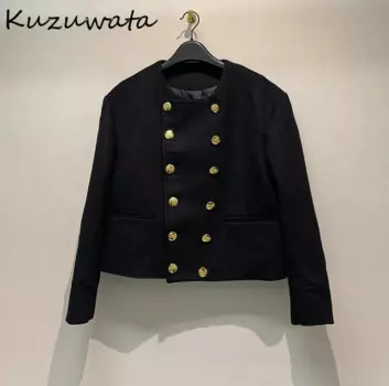 Kuzuwata во французском стиле с круглым вырезом в английском консервативном стиле Veste Femme Profile Короткая маленькая женская женская японская роскошная свободная шерстяная куртка
