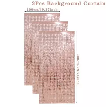 Квадратная мерцающая занавеска для фотозон 1х2 м, 3 шт.
