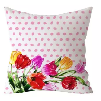 Квадратная наволочка с принтом кролик и яйцо 40x40 см