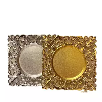 Квадратная Стальная Золотая обеденная тарелка, десертная тарелка, кухонная тарелка для западного стейка, зарядное устройство для кухни, 50/100/200 шт.