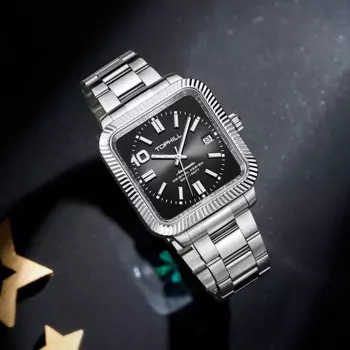 Квадратные Ультратонкие мужские механические наручные часы TOPHILL с автоматическим механизмом и календарем, мужские водонепроницаемые часы с сапфировым стеклом