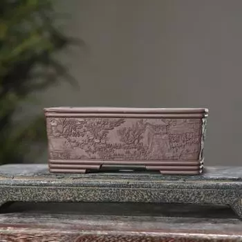 Квадратный цветочный горшок из фиолетовой глины Realikeasy