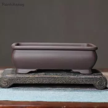 Квадратный керамический горшок Realikeasy из фиолетовой глины