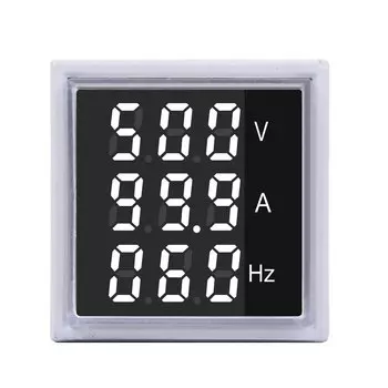 Квадратный светодиодный цифровой вольтметр переменного тока 20-500 В, амперметр, герцовый счетчик, сигнальные огни, напряжение, ток, частота, комбинированный измеритель, индикатор, тестер