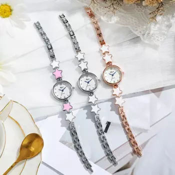 Кварцевые часы со звездным браслетом, женские наручные часы для подруги, студента, маленький ремешок, модные простые часы, reloj mujer