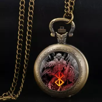 Кварцевые карманные часы Berserk со стеклянным куполом и прочной цепочкой, циферблат с арабскими цифрами, необыкновенные подарки для мужчин и детей