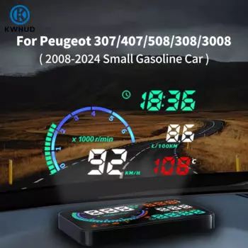 KWHUD автомобильный OBD2 HUD проекционный дисплей для Peugeot 407/307/508/308/3008 2008-2024 бензиновый автомобильный измеритель скорости/вольта/об/мин/от потребления топлива