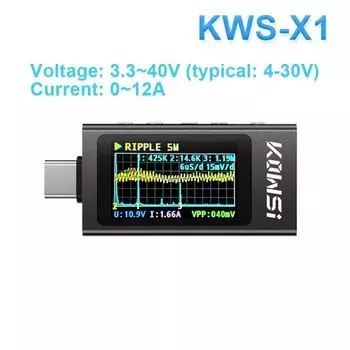 KWS-X1 Цифровой вольтметр 3,3-36 В 0-12 А Тип-C Монитор напряжения тока 240 Вт USB-тестер Триггерный измеритель быстрой зарядки HD IPS Дисплей