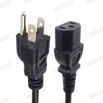 Удлинительный кабель питания US NEMA 5-15P, 3 контакта к IEC320 C13, 18AWG, сертифицирован UL, Япония, Канада, Бразилия (3*0,824)