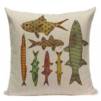 Льняная наволочка Pumelo Tree с принтом морских животных 45*45