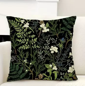 Льняная наволочка с цветочным принтом xxihlive