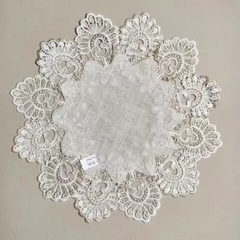 Льняной чайный набор с кружевом