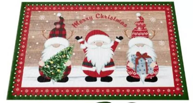 Льняной рождественский коврик с гномом