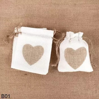 Льняные мешочки с сердечками ZQCXLD