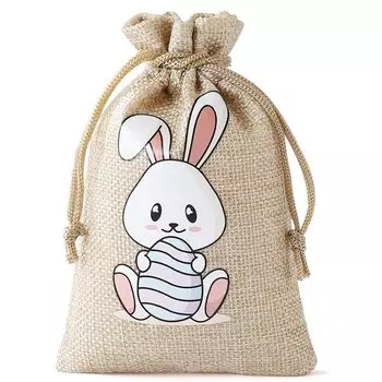 Льняные пасхальные сумки с рисунком кролика