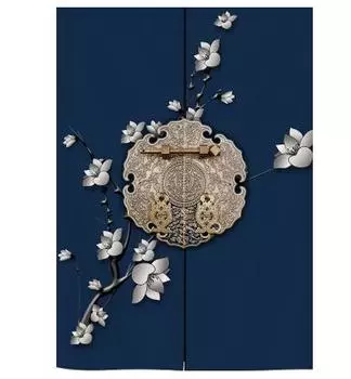 Льняные полузанавески с цветами магнолии