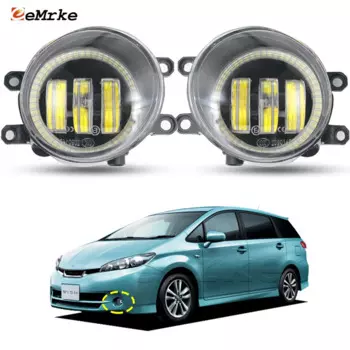 L & R светодиодные противотуманные фары PTF для Toyota Wish AE20 1.8S 2.0Z 2009 2010 2011 2012 с линзами Angel Eyes Автомобильные DRL дневные ходовые огни