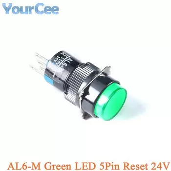 LA16 AL6-A-M AB6/AB6Y-A-M кнопочный переключатель, Круглый 16 мм самоблокирующийся сброс, зелено-красный цвет, 24 В/220 В, 5-контактный 3-контактный микропереключатель питания