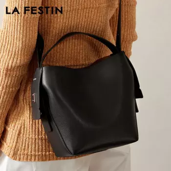 LA FESTIN Оригинальная кожа Женская сумочка, плечевая сумка, ведро, дамская сумка, дамская сумка