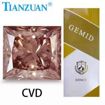 Лабораторные выросшие бриллианты квадратной формы CVD 1CT 2CT VS1 VS2 2EX Необычные розово-коричневые цветные фотообои с сертификатом GEMID