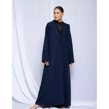 Lady Abaya Chic темно-синий однобортный женский пиджак цельный с лацканами свободный повседневный повседневный женский пиджак