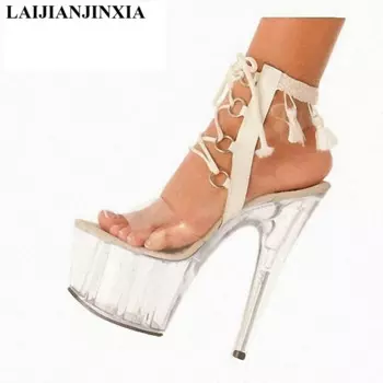 LAIJIANJINXIA Новинка 17 см/7 дюймов PU верхняя мода сексуальные экзотические высокие каблуки платформы женские босоножки