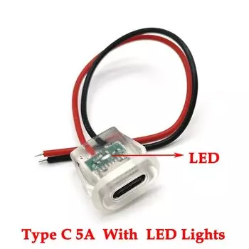 LAJQTAO 2PIN USB-C Розетка с подсветкой