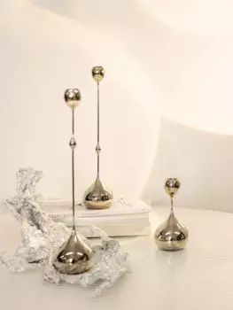 Lamomedeco Light Роскошный серебряный металлический подсвечник Орнамент из нержавеющей стали Домашний обеденный стол Свеча Свет Обеденный орнамент