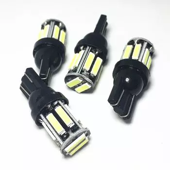 Лампа для автомобильного номерного знака W5W T10 светодиодный 7020 10SMD 194 168 Белый Синий Мотоцикл для габаритных огней приборная панель лампа 12 В, 4 шт.