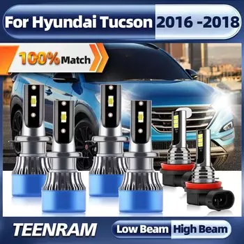 Лампа для фар головного света H7, H11, автомобильная противотуманная лампа, 6000 лм, чипы CSP Turbo, автомобильная лампа 12 В, 2016 K, белая для Hyundai Tucson 2017, 2018,