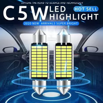 Лампа для внутреннего освещения, 2 шт., 3014, C5W, 31 мм, 36 мм, 39 мм, 41 мм