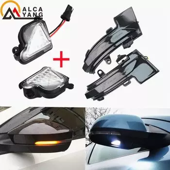 Лампа Puddle для Skoda Octavia 3 Mk3 III A7 5E для VW T-roc Troc T-cross 2014-2020, динамический мигающий указатель поворота стрелка