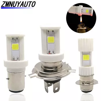 Лампы для фар мотоцикла H6 BA20D P15D H4 светодиодные 3-сторонние COB мотоциклетные фары дальнего ближнего света аксессуары для мотоциклов керамические светодиодные 12 В