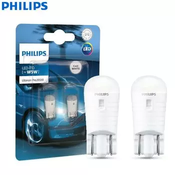 Лампы светодиодные Philips Ultinon Pro3000, T10, W5W, 6000 К, для указателей поворота