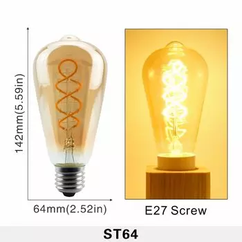 LAN MU Светодиодная лампа Эдисон спиральная тёплый свет 4Вт E14/E27