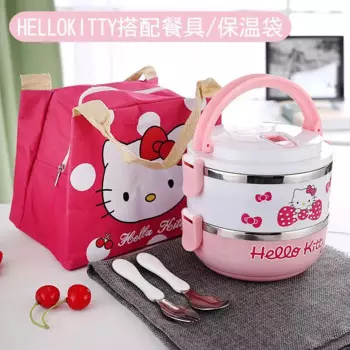 Ланч-бокс Hellokitty, 3 слоя, с рисунком